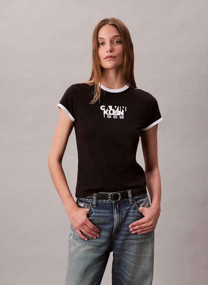 Calvin Klein Slim Fit Graphic Crew Neck T-Shirt - Image 1
