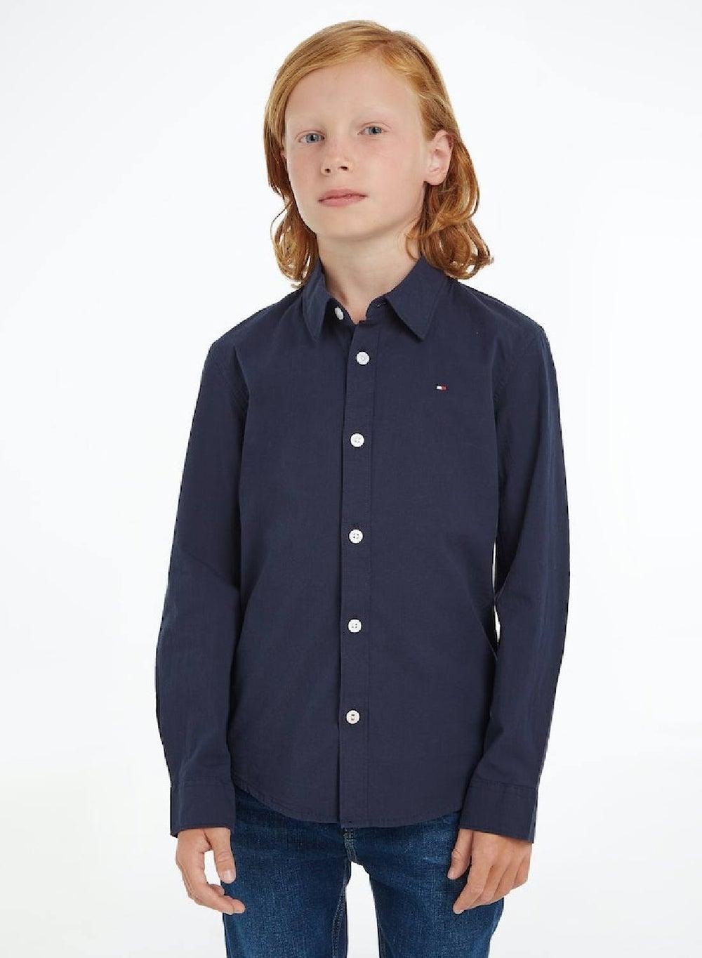 Poplin Stretch Shirt in Refined Solid Cotton - Image 1