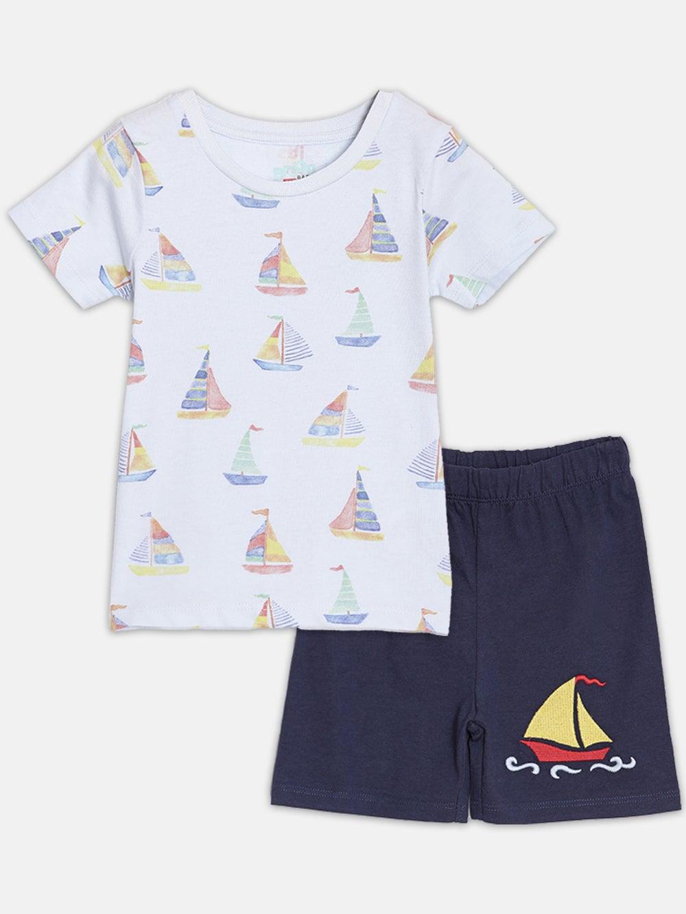 Broon Infant Boys Blue Navy Organic Cotton Set - Image 1