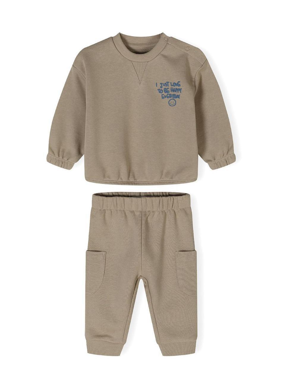 Boys Long Sleeve Sweatshirt Jogger Set Beige - Image 1