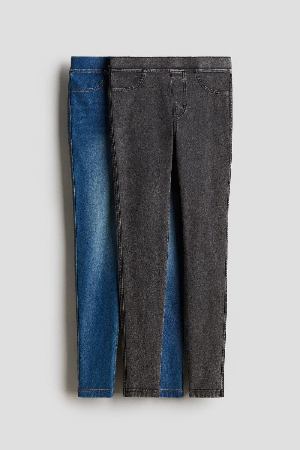2-Pack Denim-Look Jersey Leggings - Image 1