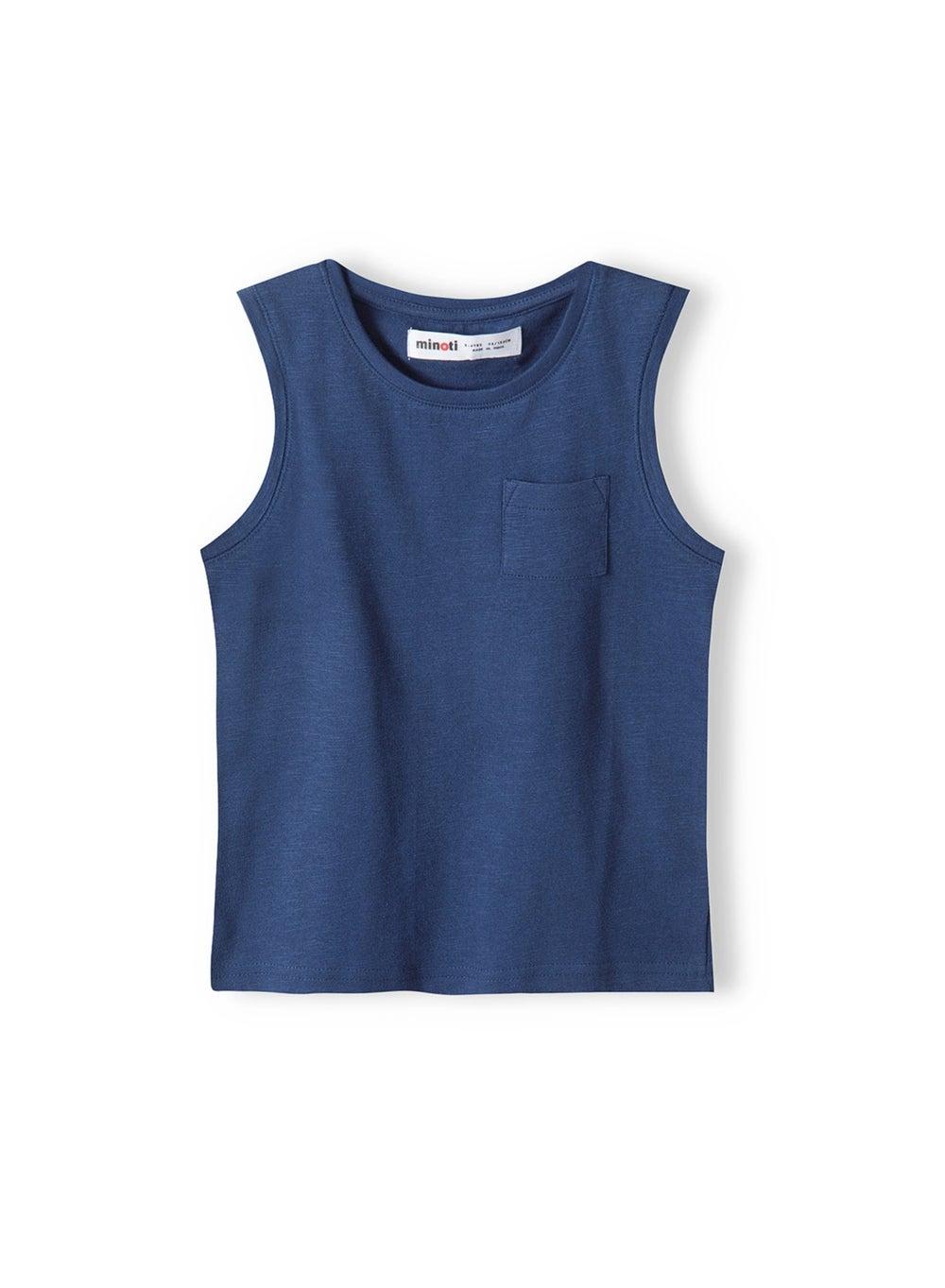 Boys Navy Vest Top with Chest Pocket - Image 1