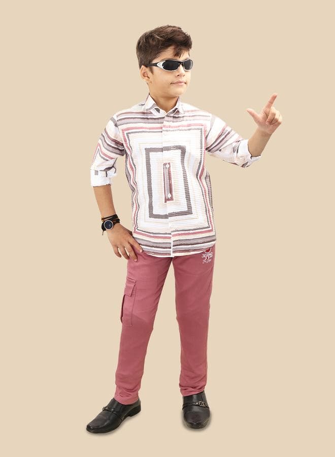 Printed Buttoned Shirt and Pant Set - Image 1
