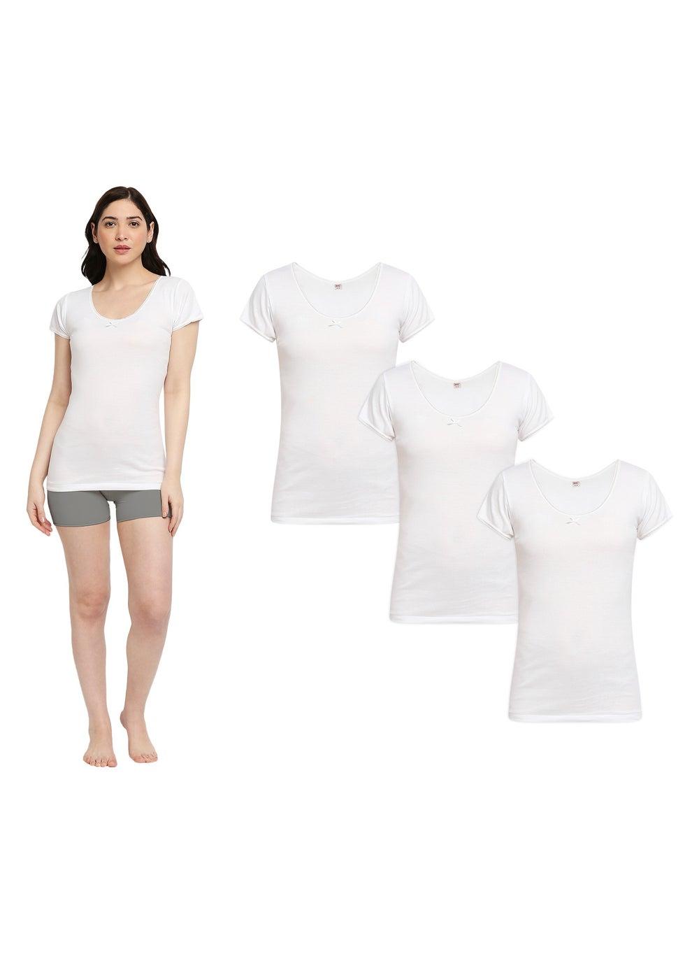 Women’s Combed Cotton Undershirt 3-Pack White Essentials - Image 1