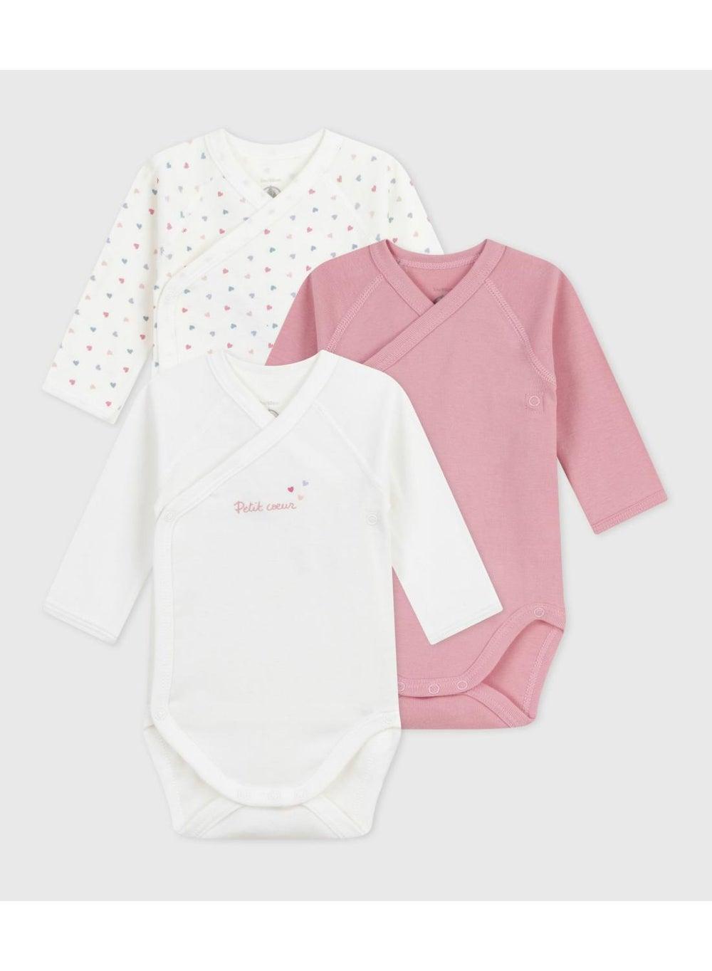 3-Pack Baby Cotton Wrapover Long-Sleeve Bodysuits - Image 1