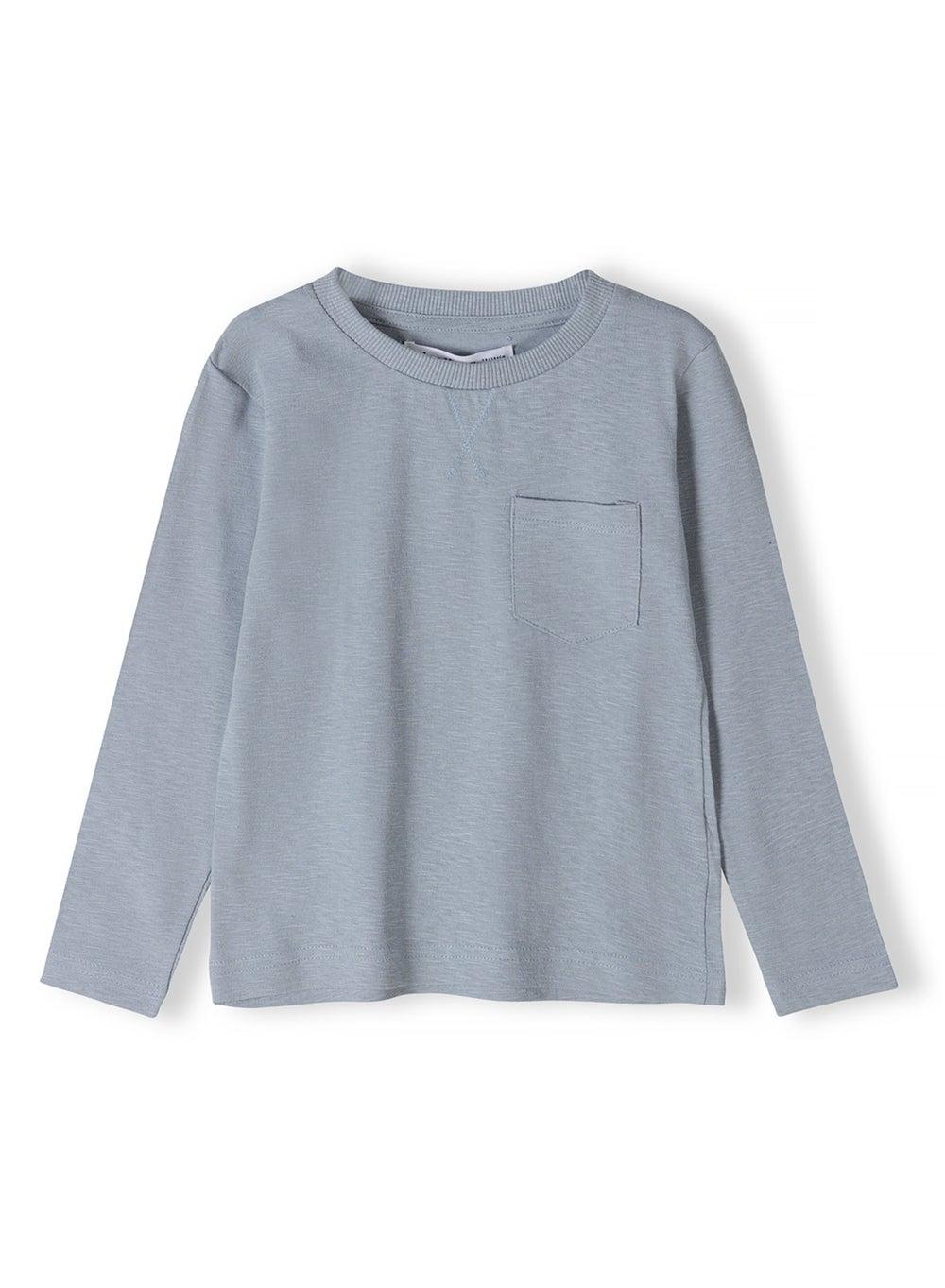 Boys Long Sleeve Slub Tee Ribbed Neck Light Blue - Image 1