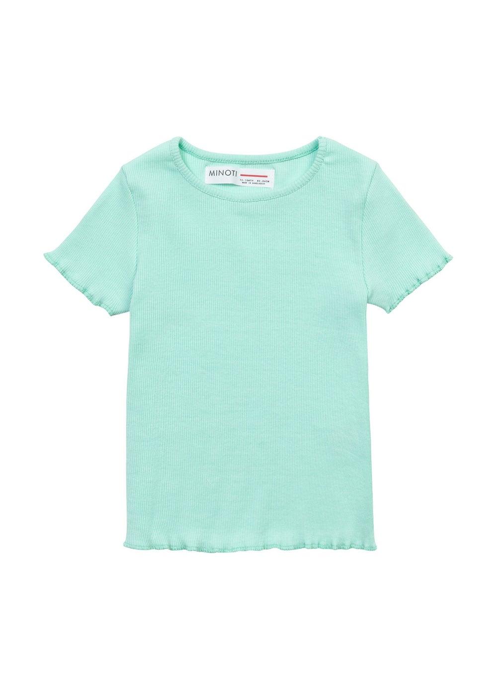 Girls Ribbed Mint Short Sleeve T-Shirt - Image 1