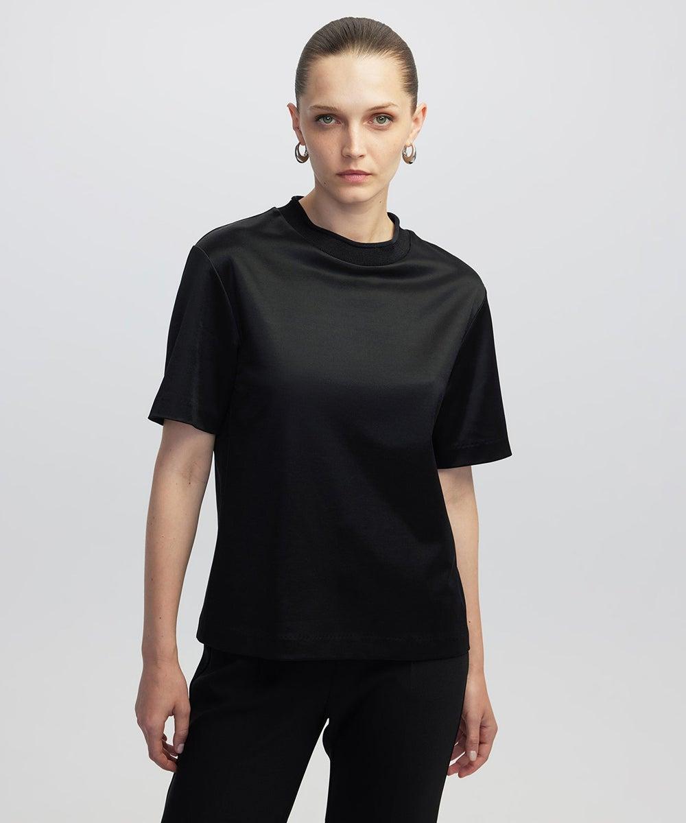 Shiny Half-Stand Collar Regular Fit T-Shirt - Image 1