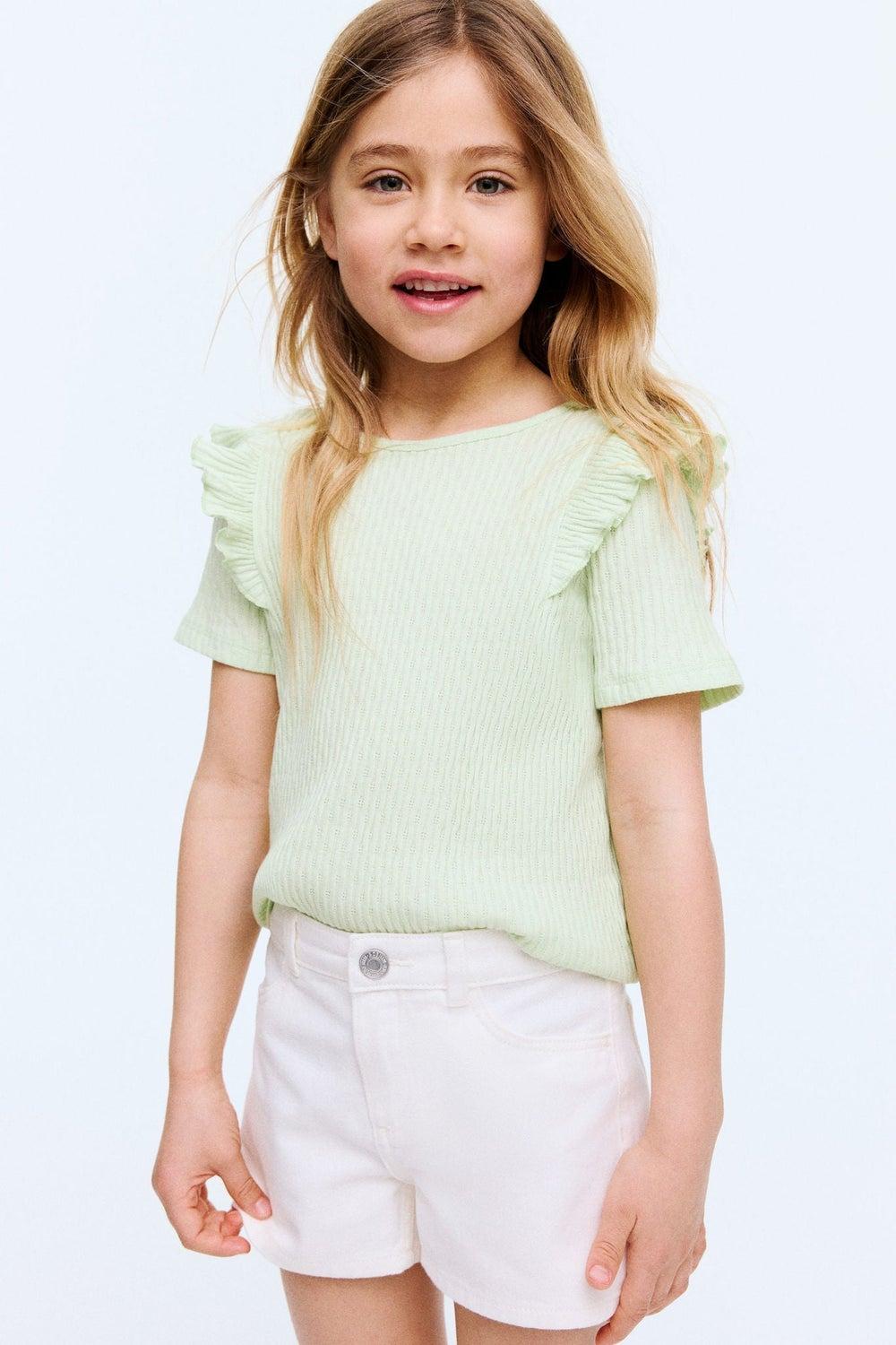 Flounce-Trimmed Ribbed Cotton Baby Top - Image 1