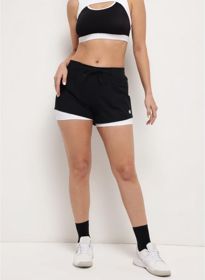 Night Empyrean Black Women’s 2-in-1 Performance Shorts - Image 1