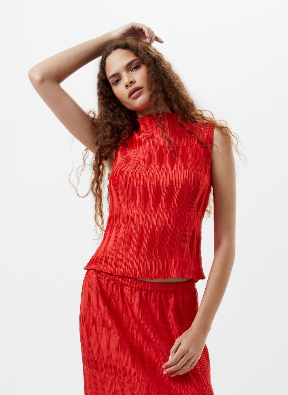 Moira High Neck Plissé Sleeveless Top - Image 1