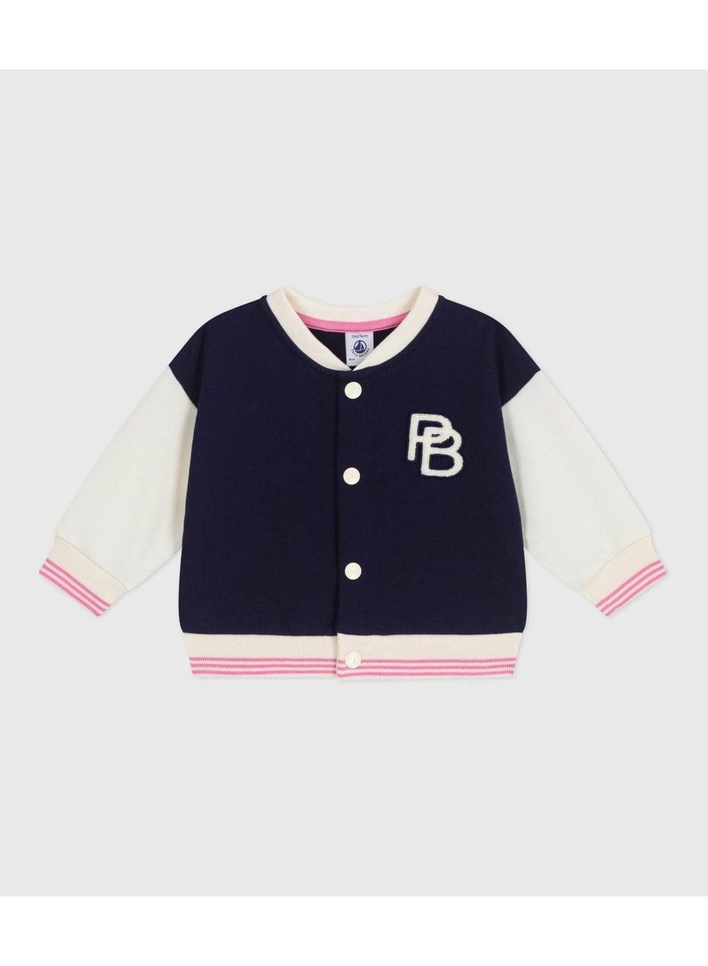 Baby Girls Cotton Varsity Fleece Jacket - Image 1