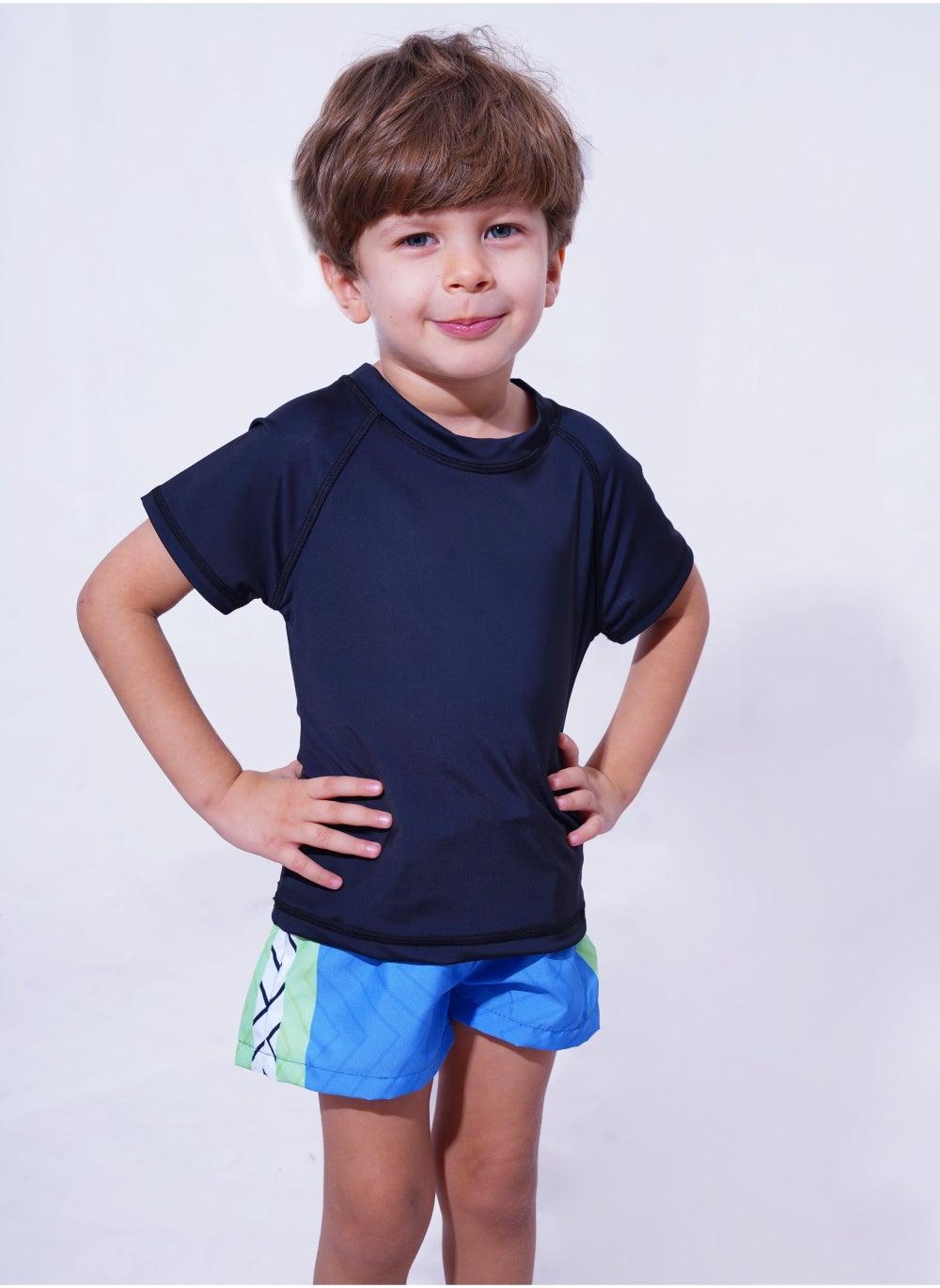 Black Kids Rashguard Swimwear Shirt - Image 1