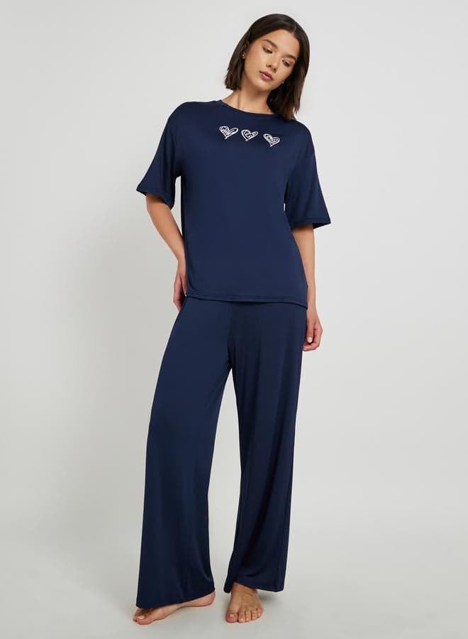 Take Two Graphic Print Oversized Pyjama Set - Image 1