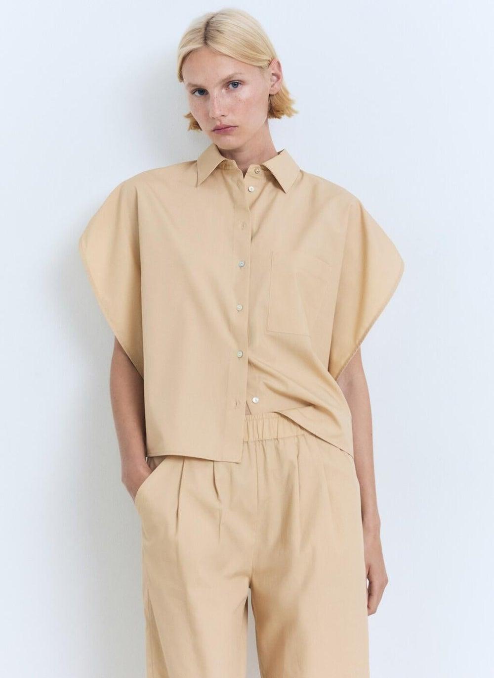 Oversized Cotton Lyocell Shirt with Batwing Sleeves - Image 1