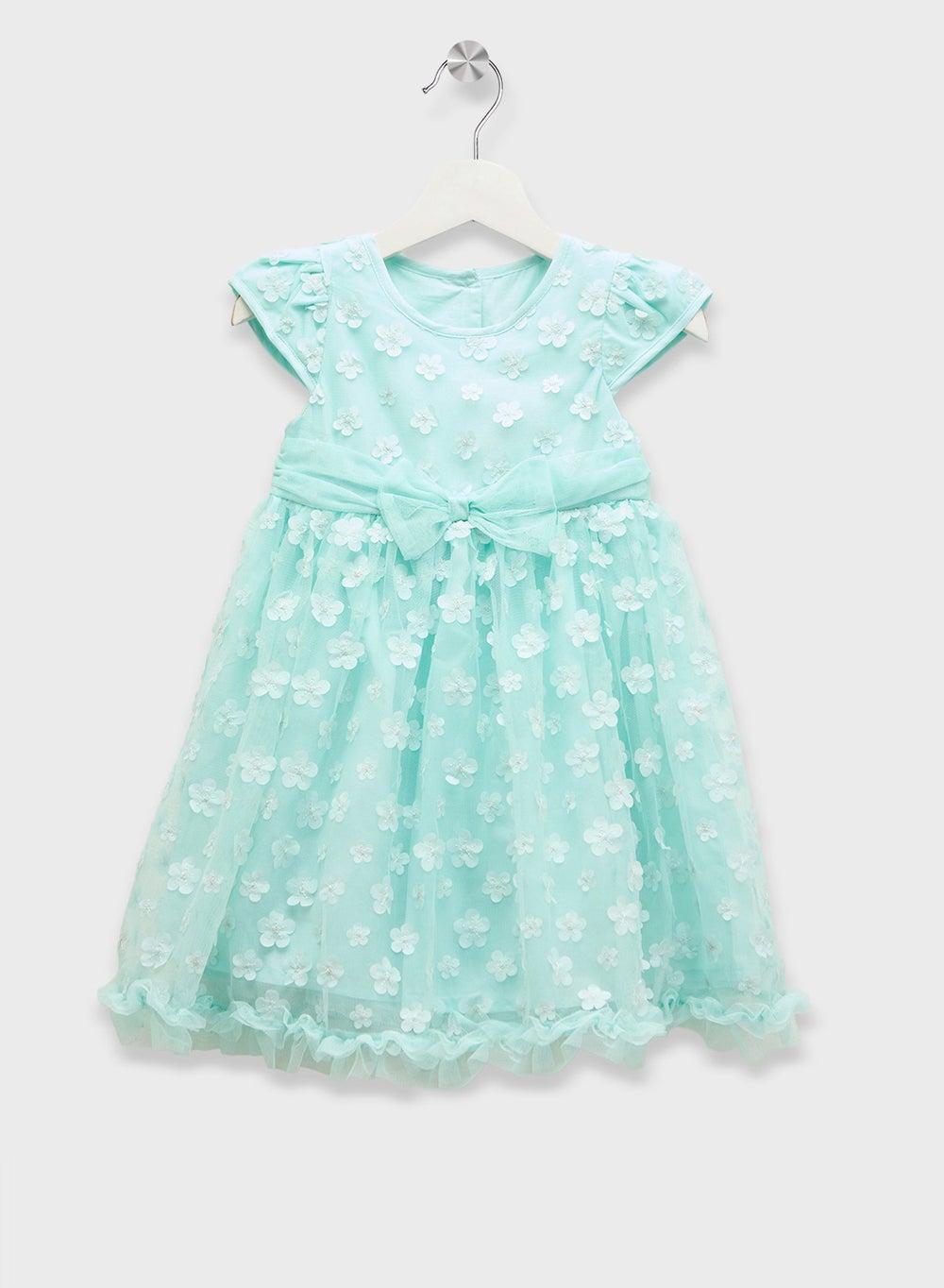 Floral Tulle Party Dress in Light Blue - Image 1