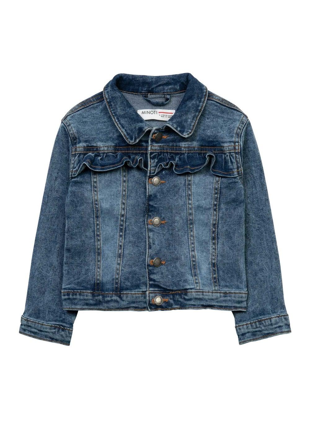 Girls Denim Jacket with Frill Light Blue - Image 1