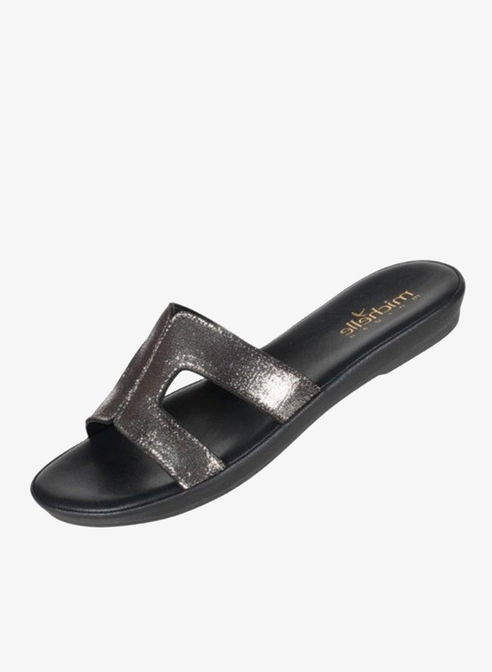 Michelle Morgan 314RC679 Pewter Flat Slip-On Sandals - Image 1