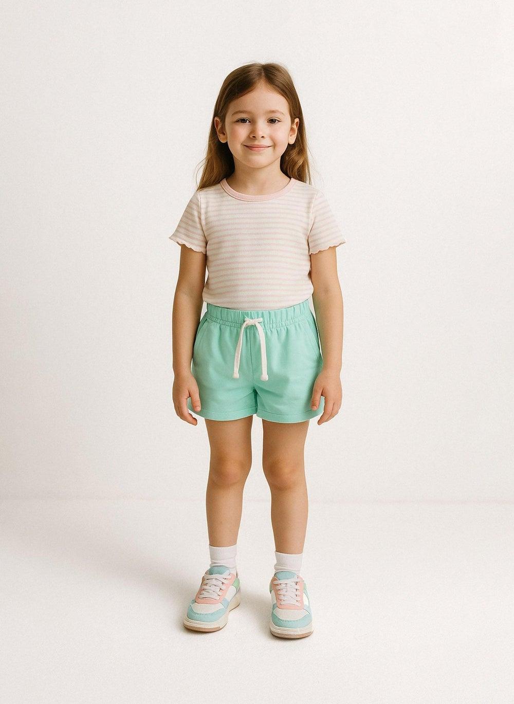 Girls Mint Jersey Shorts with Elastic Waist - Image 1