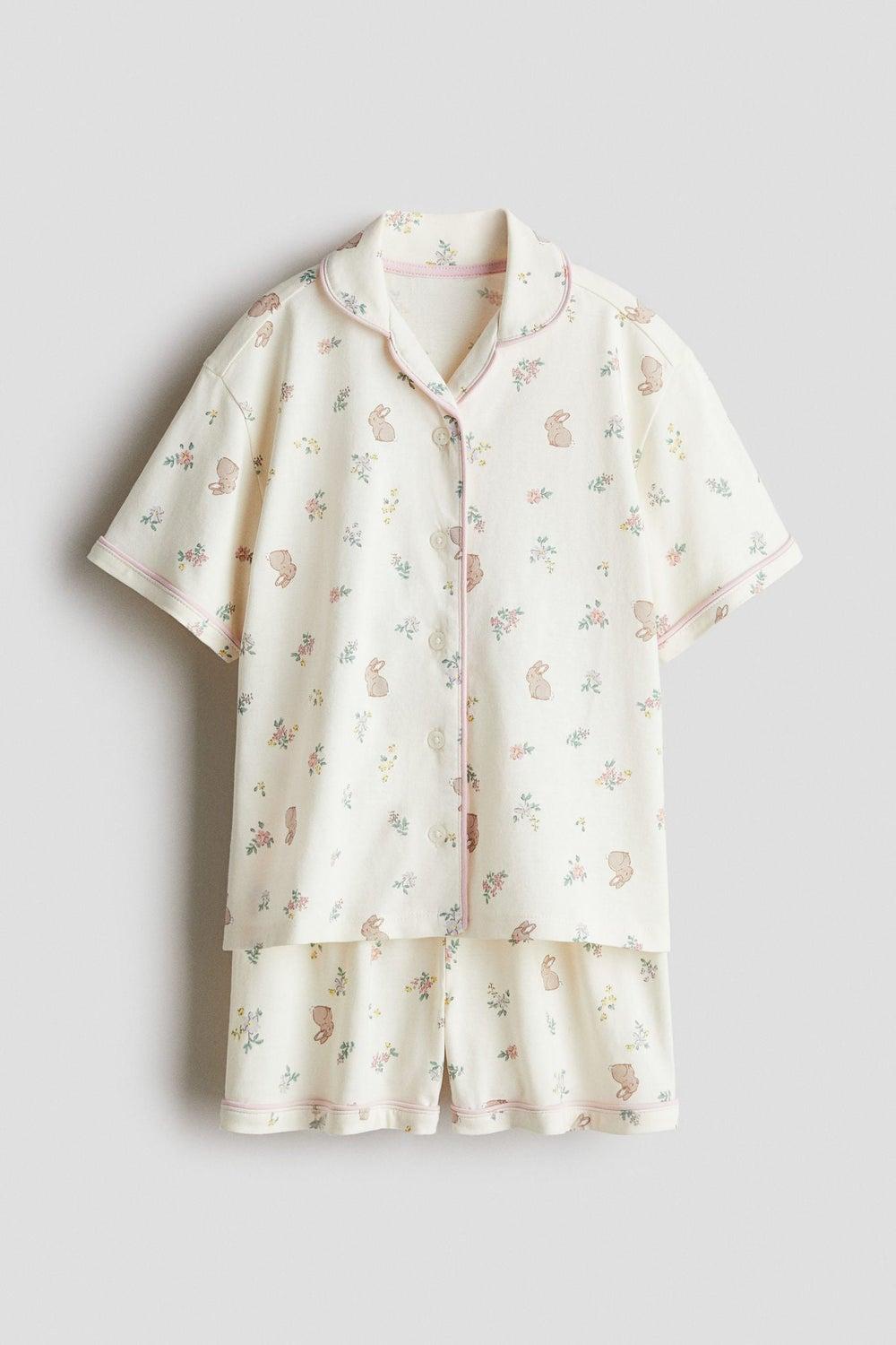 Girls Patterned Cotton Jersey Pyjama Set - Image 1