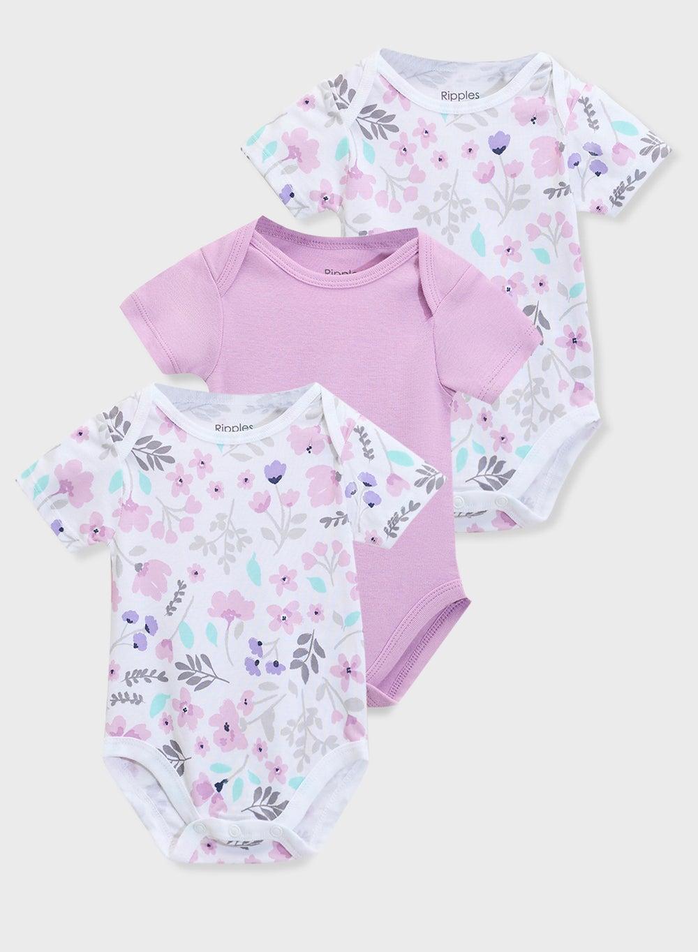 Girls 3-Pack Cotton Bodysuit Set - Image 1