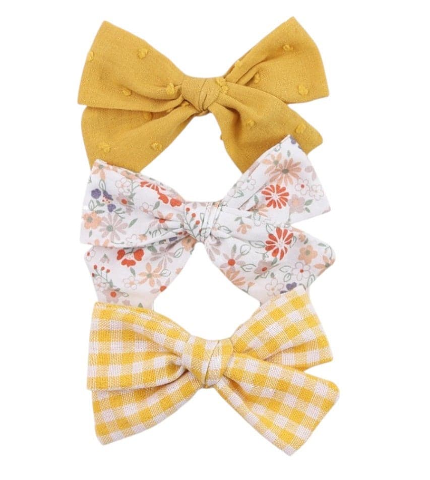 Rabia Ribbon Bow Clip Set – Yellow & Multicolor - Image 1