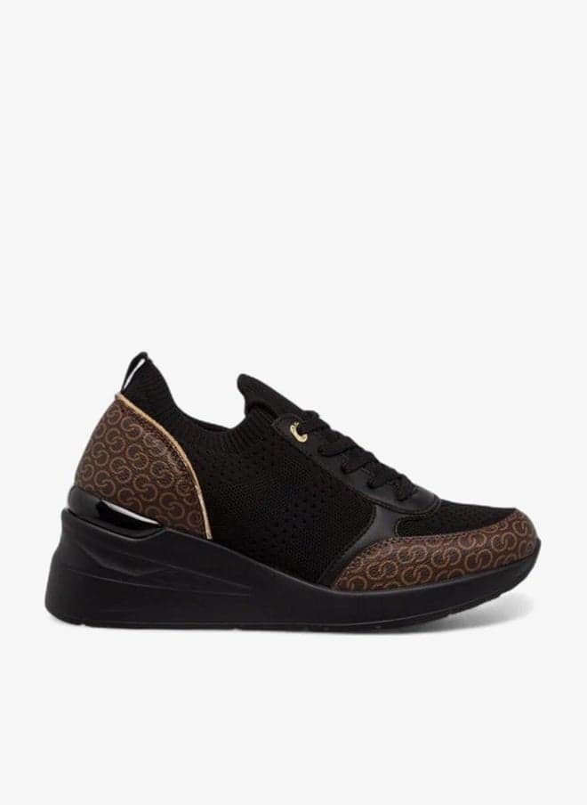 Monogram Lace-Up Wedge Sneakers for Women - Image 1
