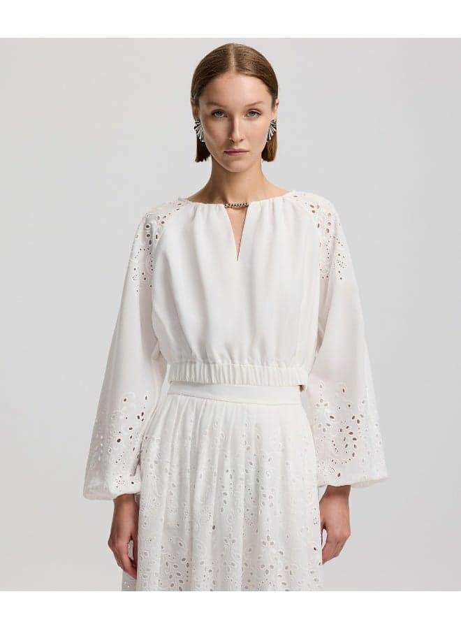 Relaxed Fit Broderie Anglaise Beaded Blouse - Image 1
