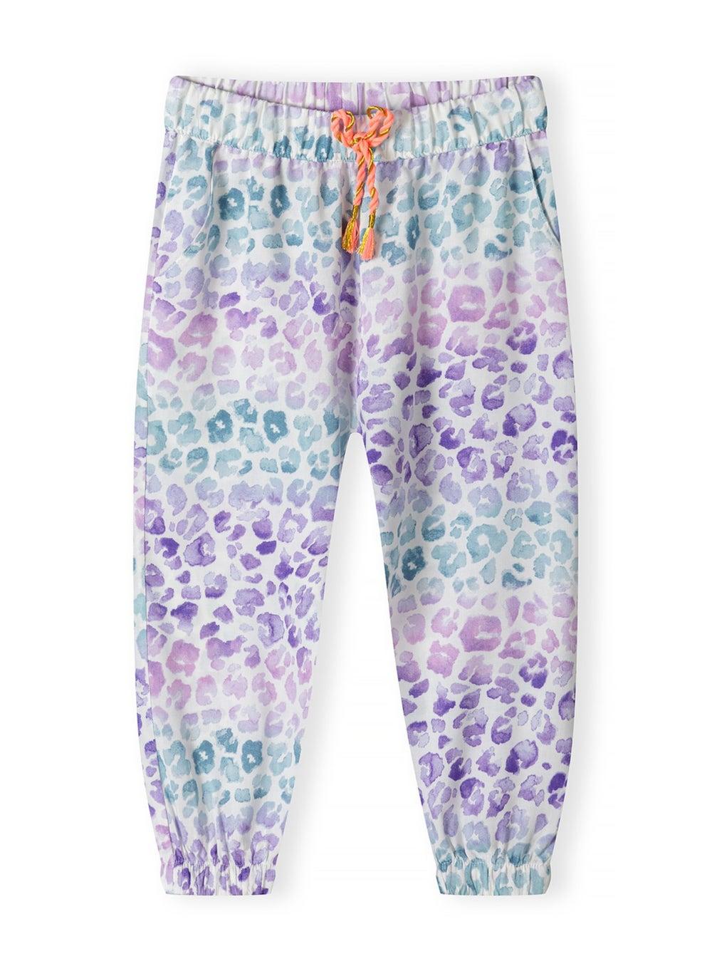 Girls Purple Printed Harem Pants Loose Fit - Image 1