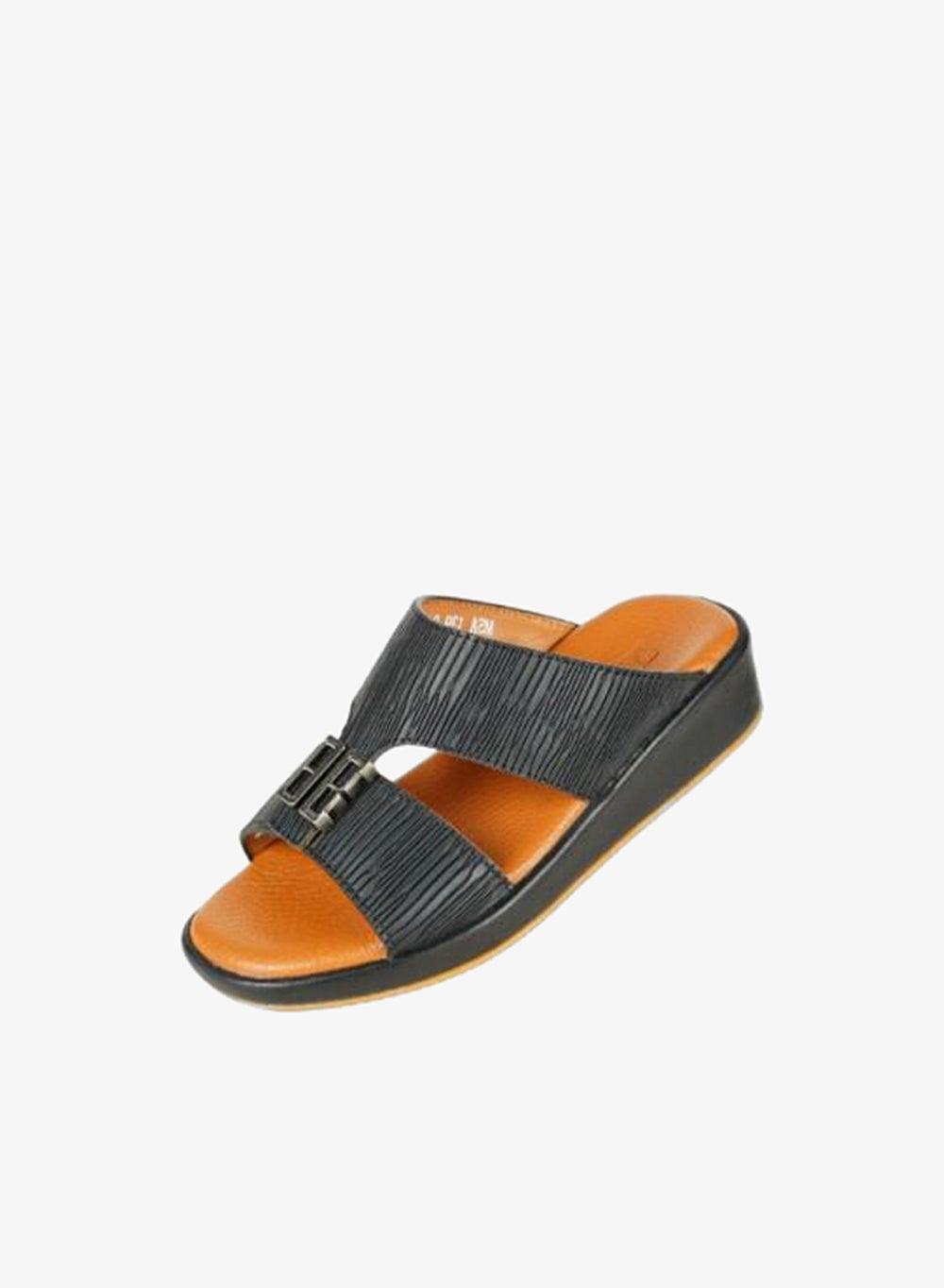 008-3672 Barjeel Uno Boys Arabic Sandals MSA139 Black - Image 1