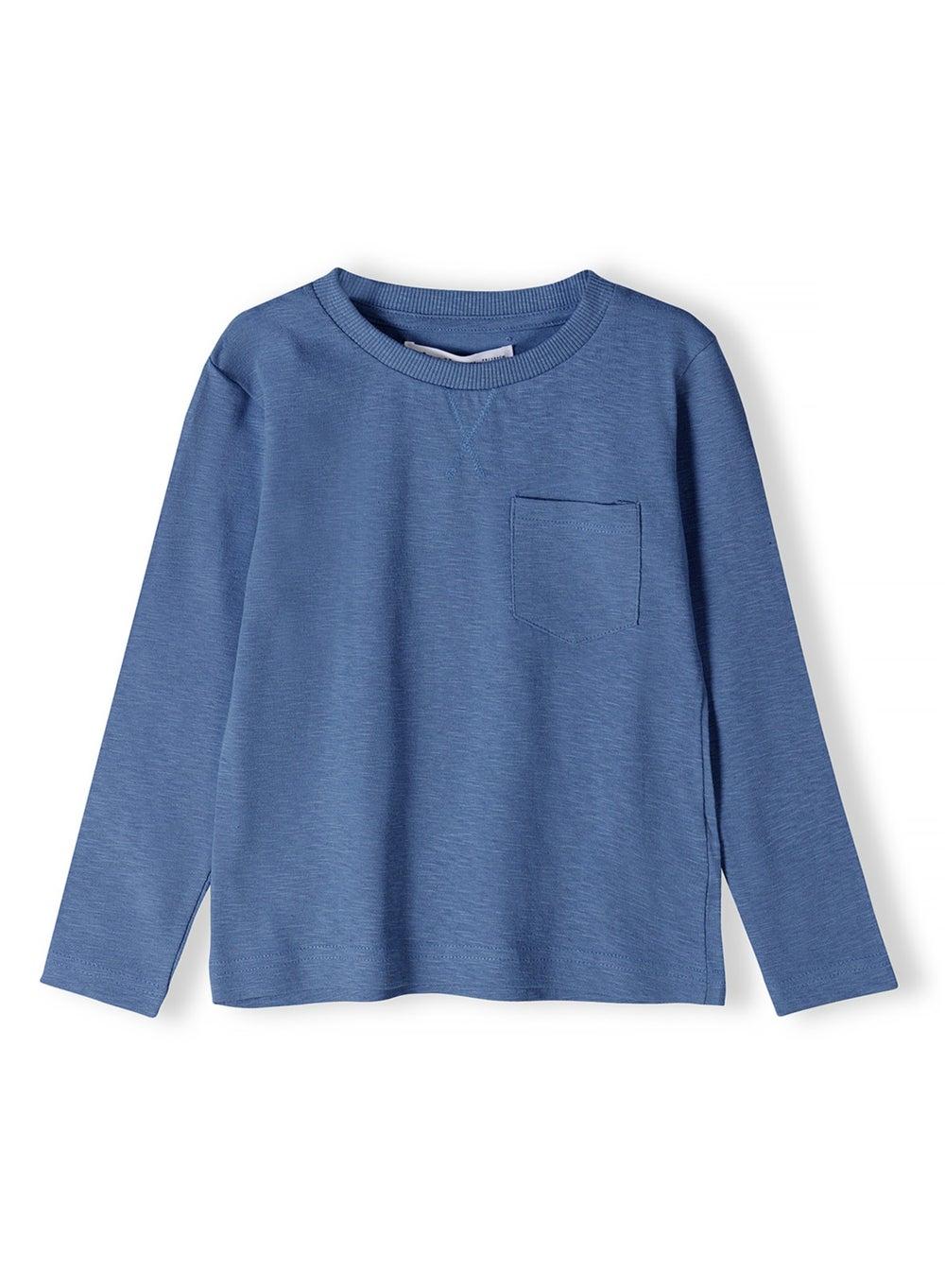 Boys Long Sleeve Blue Tee with Chest Pocket - Image 1