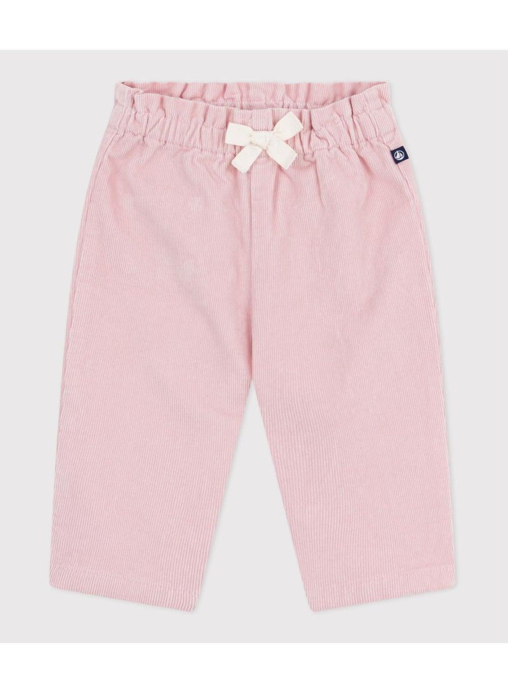 Baby Girls Velour Trousers with Embroidered Pocket - Image 1