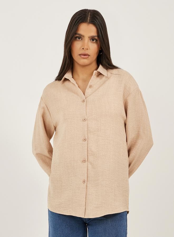 Styli Regular Fit Spread Collar Shirt with Back Buttons - Image 1