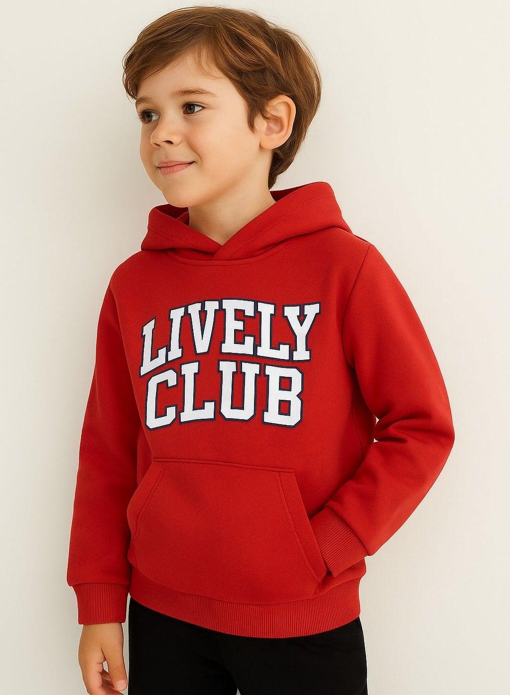 Boys' Red Lively Club Hooded Sweatshirt - Image 1