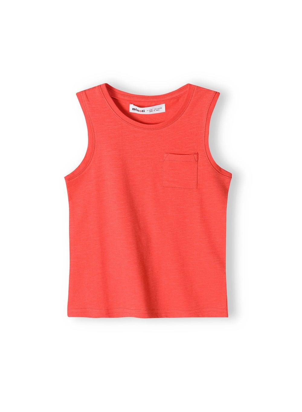 Boys Lightweight Red Vest Top with Chest Pocket - Image 1