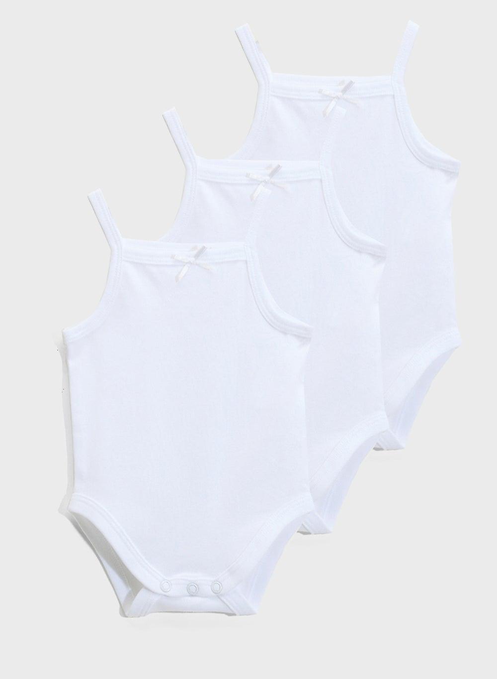 Girls 3-Pack Strappy Cotton Bodysuits - Image 1