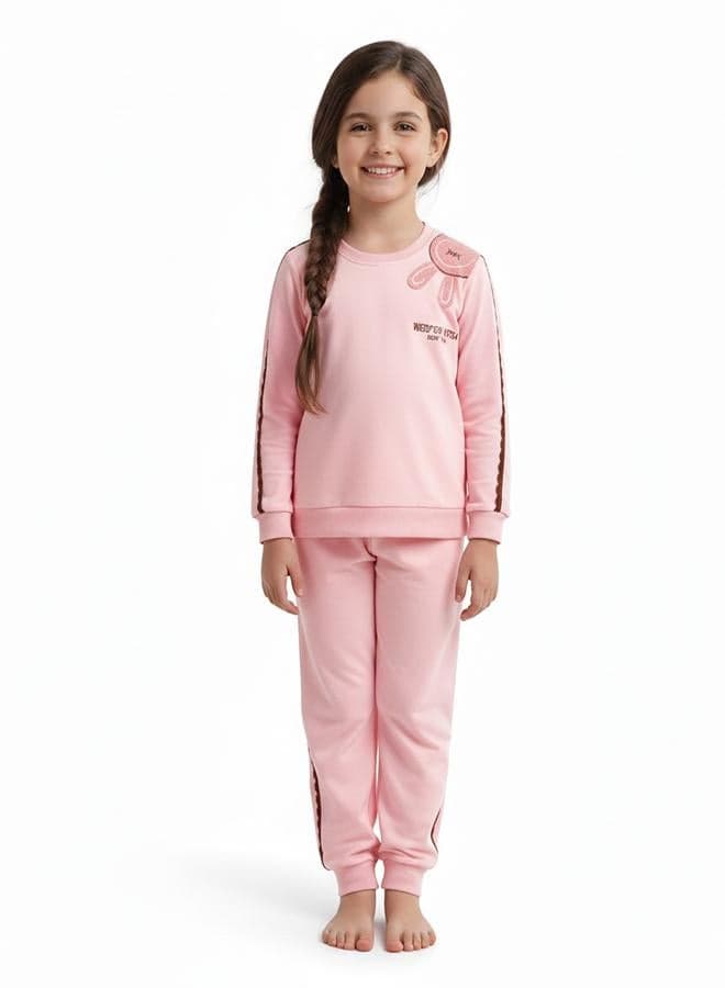 Pink Bunny Tracksuit with Frill Detailing - Image 1