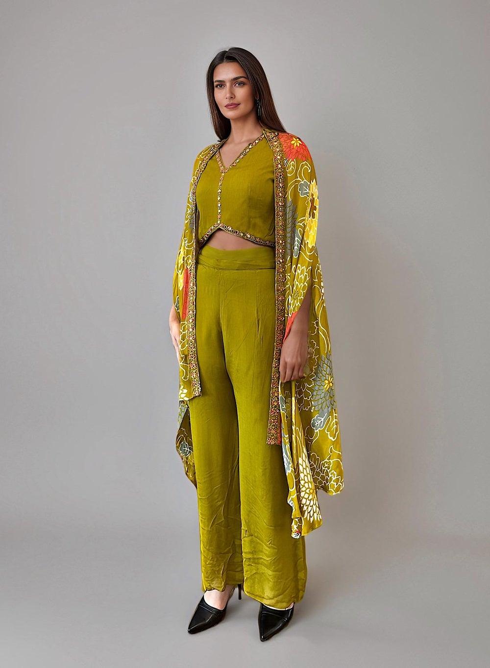 Festive Chinon Cape Set with Palazzo Pants - Image 1