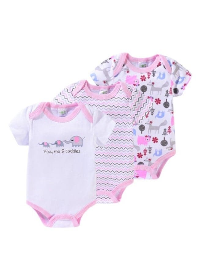 Bambimici 3-Piece Animal Print Baby Girl Bodysuit Set - Image 1