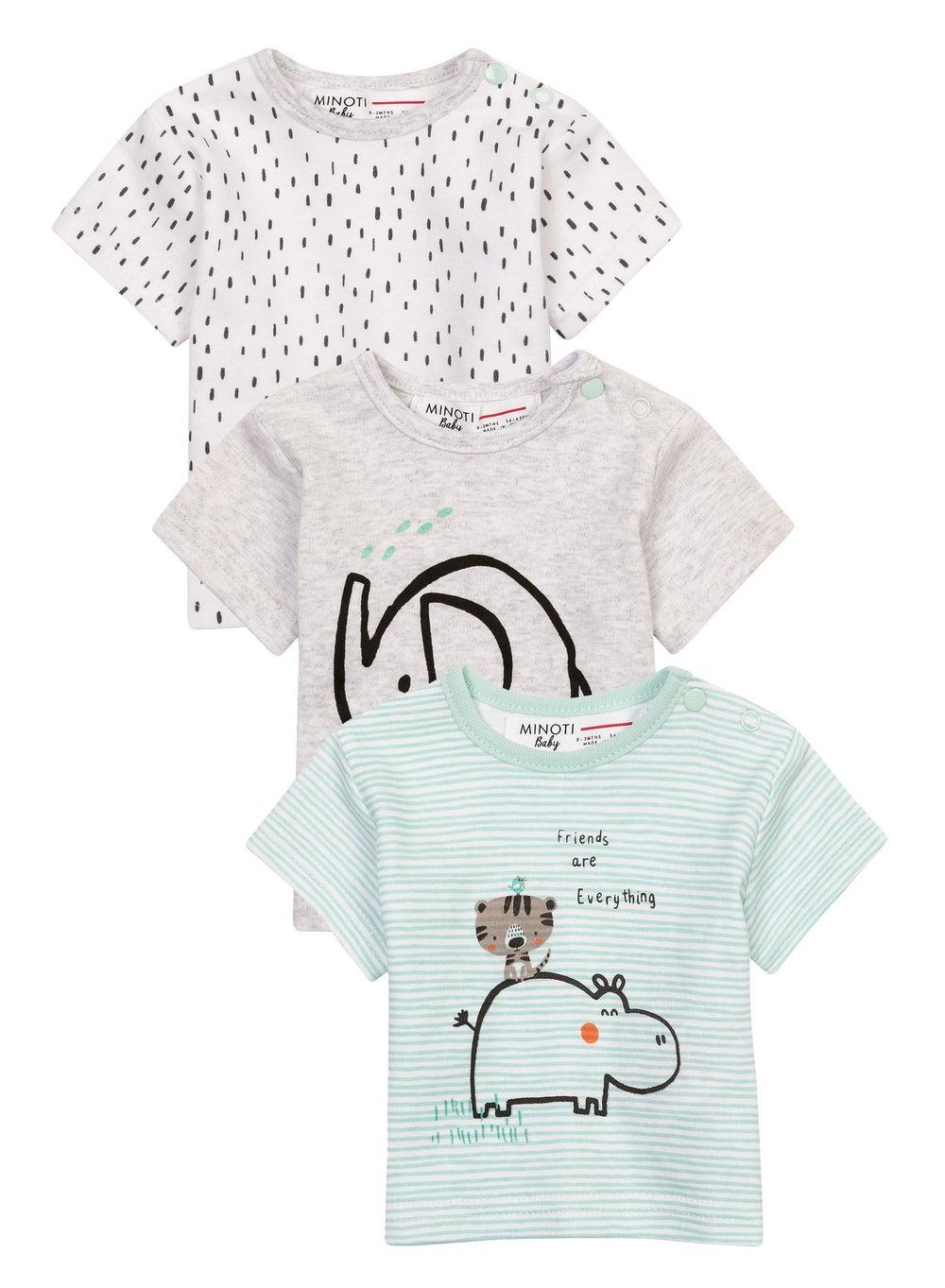Baby Animal Print Grey T-Shirts Set of 3 - Image 1