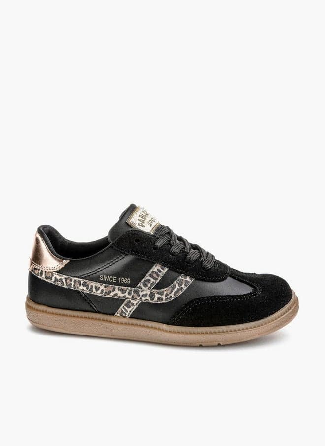 Girls' Lace-Up Animal Print School Sneakers - Image 1