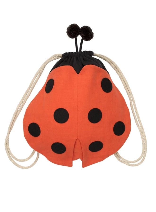 Ladybug Canvas Backpack with Pom Pom Detail - Image 1