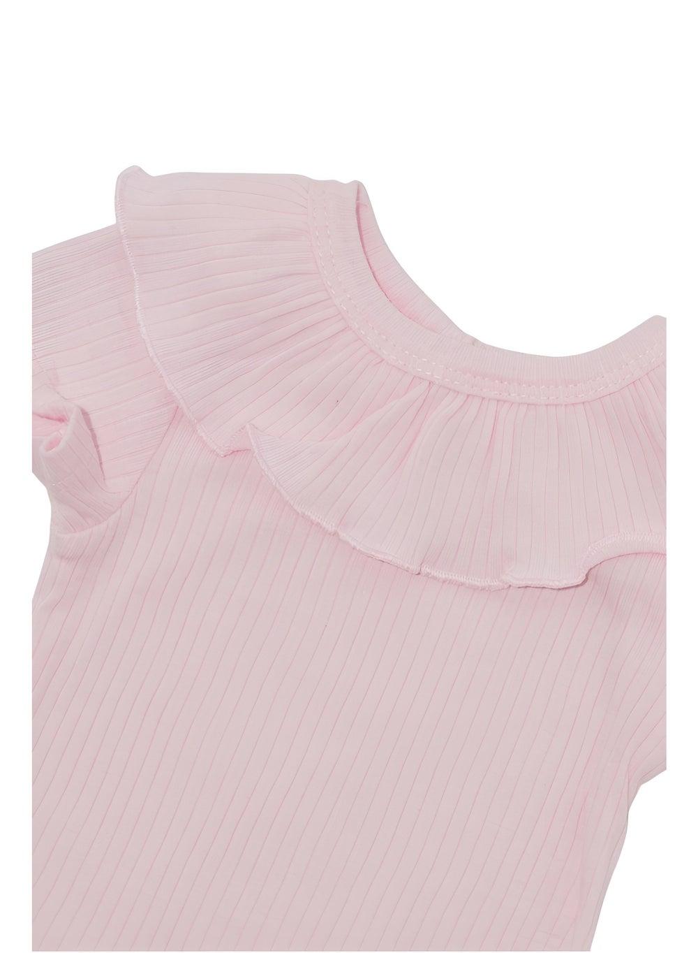 Bambimici Baby Pink Cotton Short Sleeve Bodysuit - Image 1