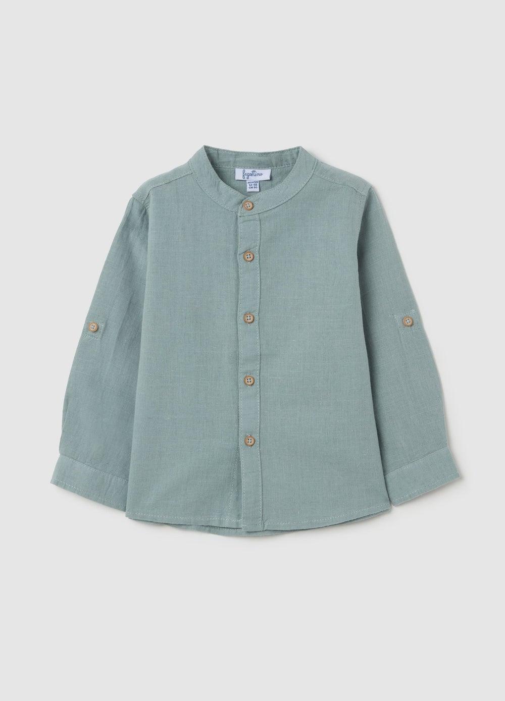 Cotton And Linen Mandarin Collar Baby Shirt - Image 1