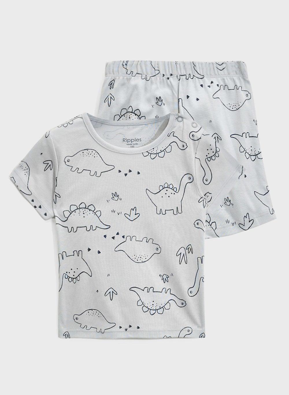 Boys Dinosaur Cotton T-Shirt & Shorts Set - Image 1
