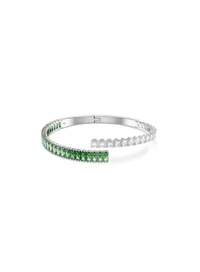 Matrix Rhodium Bangle with Green Zirconia - Image 1