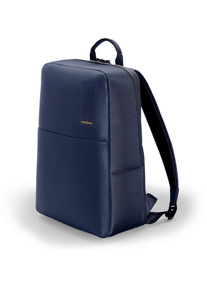15.5" Laptop Backpack Blue Vegan Leather Travel Pack - Image 1
