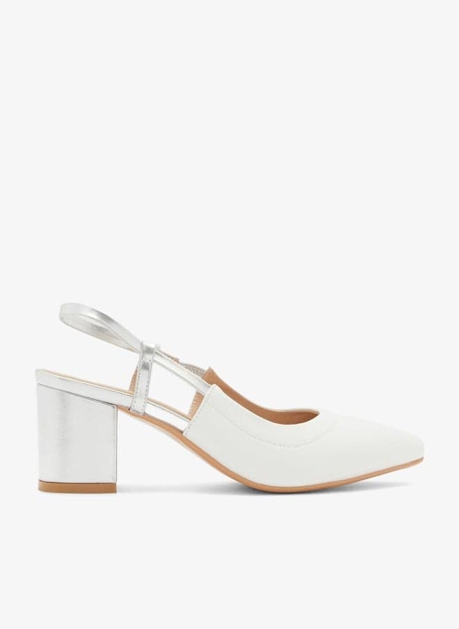 Colourblock Slingback Block Heel Pointed Pump - Image 1
