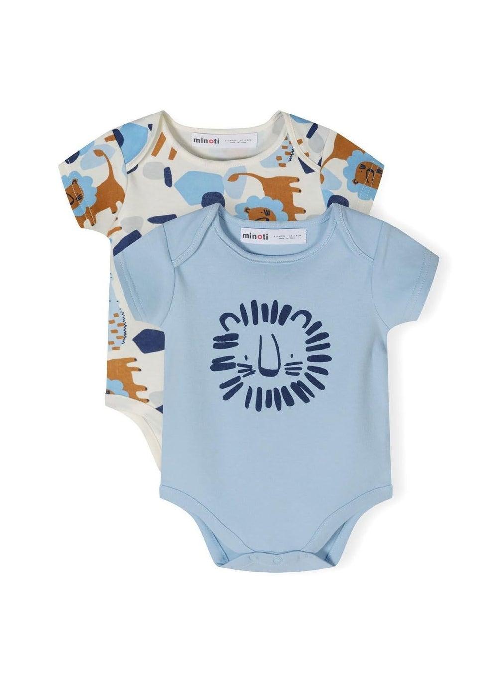 Boys Light Blue Cotton Bodysuit 2 Pack - Image 1