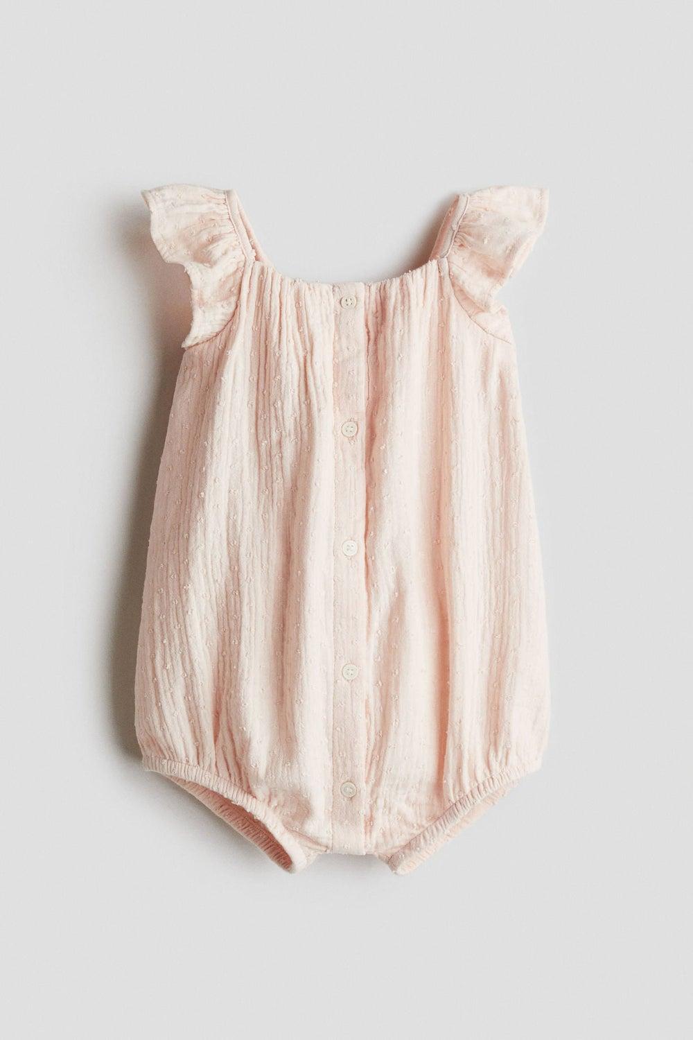 Airy Cotton Baby Romper with Flutter Sleeves - Image 1